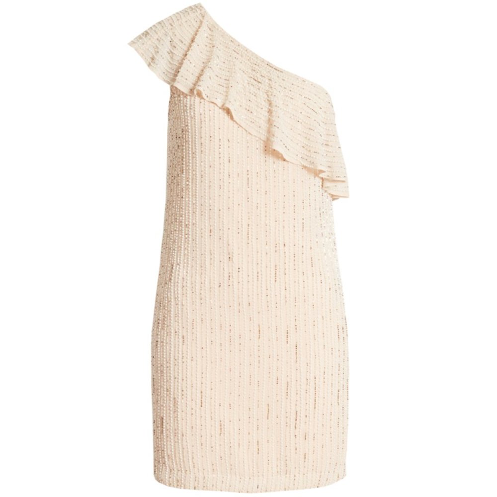 NWT $330 ONE33 SOCIAL One Shoulder Beaded Cocktail Dre